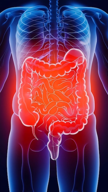 Photo intestine research checkup medical checkup concept gastrointestinal system health of bowels guts ga