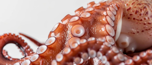 Intimate closeup of an octopus tentacle highlighting intricate suction cups