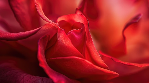 Photo intimate closeup of a red rose with soft curved petals ai generated