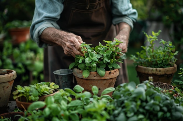 Intimate Organic Herb Garden Scene