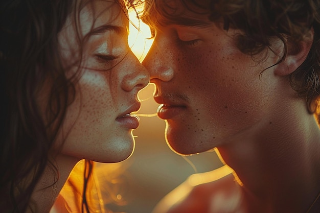 An intimate portrayal of a forehead kiss shared in the soft morning light