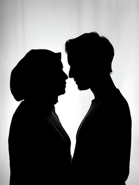 Intimate Silhouette Photo HijabWearing and ShortHaired Figures in Close Connection