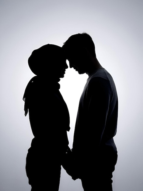 Intimate Silhouette Photo HijabWearing and ShortHaired Figures in Close Connection