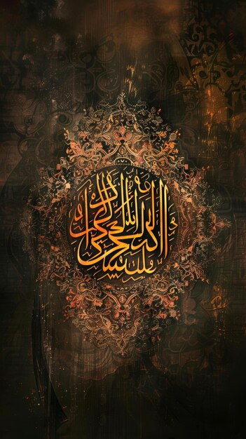 Photo intricate arabic calligraphy on dark background