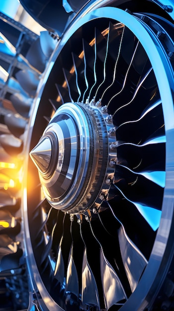 Intricate Beauty of Aviation A Detailed Closeup of an Airplanes Turbofan Engine