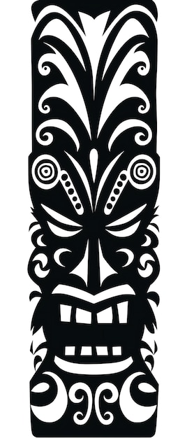 Photo intricate black tiki mask artwork with bold patterns and expressive features