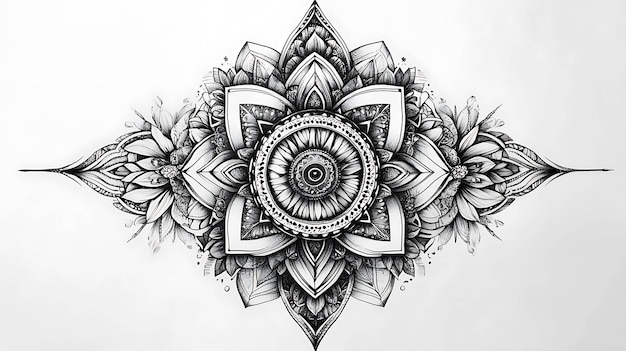 Photo intricate black and white mandala design with floral patterns