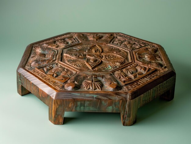 Intricate Carved Wooden Tray with Legs