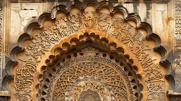 Photo intricate carving detail on a stone archway