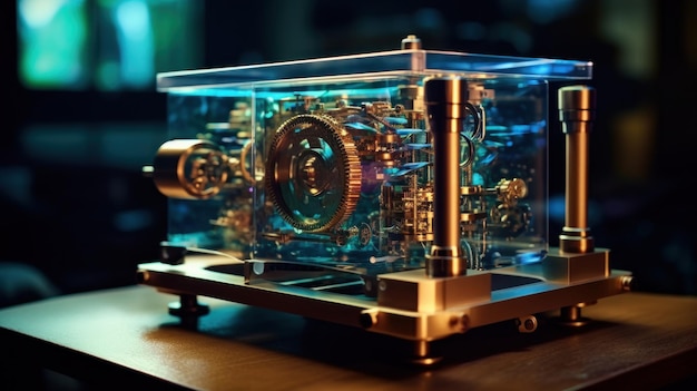 Intricate Clockwork Mechanism in a Glass Enclosure