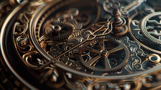 Photo intricate closeup shot of a luxurious and ornate timepiece showcasing the detailed gears and mechanisms of its inner workings