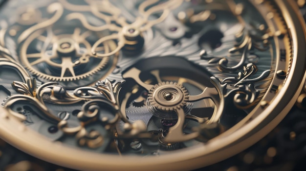 Photo intricate closeup of a vintage watchs inner workings showcasing the beauty and complexity of its delicate gears and mechanisms