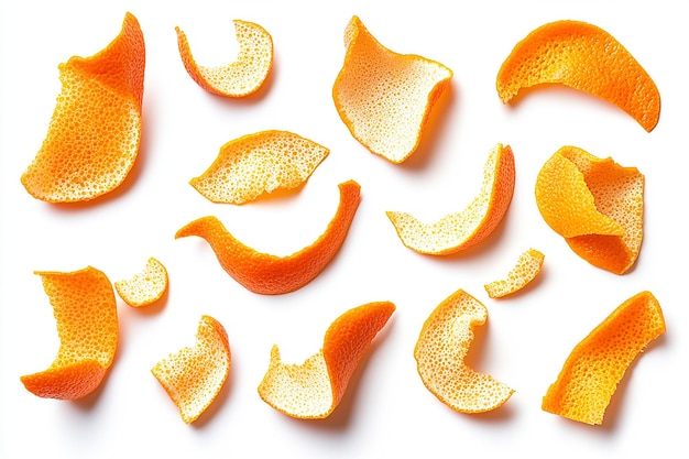 Photo intricate collection of orange peels with detailed textures