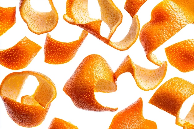 Photo intricate collection of orange peels with detailed textures