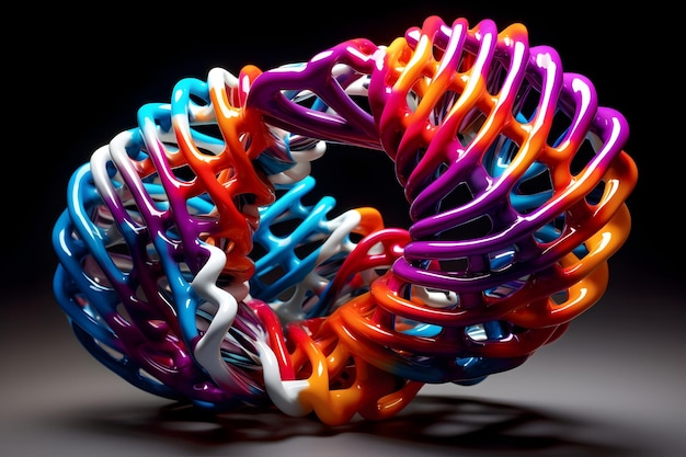 Photo intricate colorful organic mesh and double helix in advanced materials science research