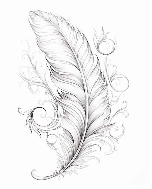 Photo intricate design with feather in deco style