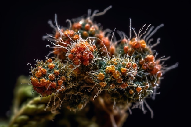 Intricate details of marijuana flowers extreme nacro generative AI