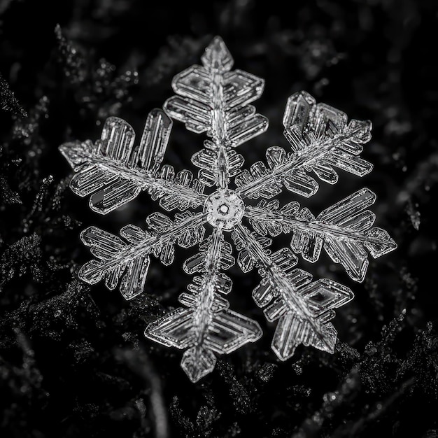 Photo intricate details of a snowflake crystal