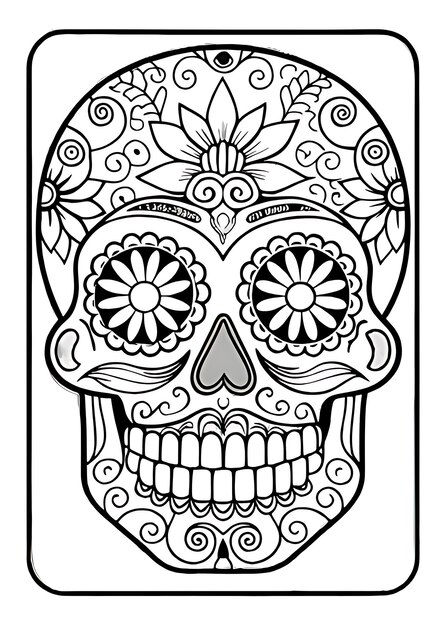 Intricate Dia de los Muertos Skull Illustration Perfect for Cultural Celebrations Art Projects a