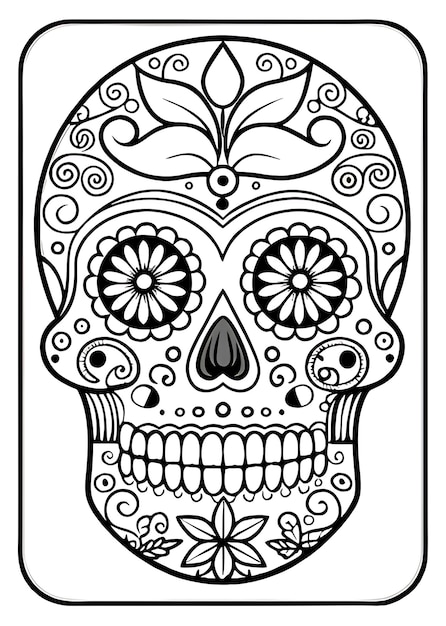 Intricate Dia de los Muertos Skull Illustration Perfect for Cultural Celebrations Art Projects a