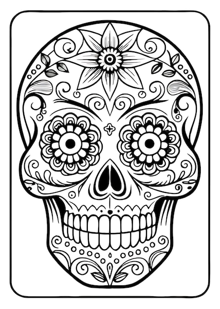 Photo intricate dia de los muertos skull illustration perfect for cultural celebrations art projects a