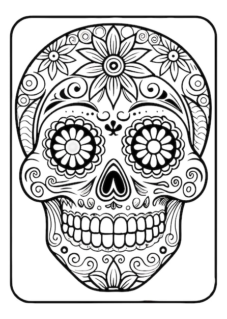 Intricate Dia de los Muertos Skull Illustration Perfect for Cultural Celebrations Art Projects a