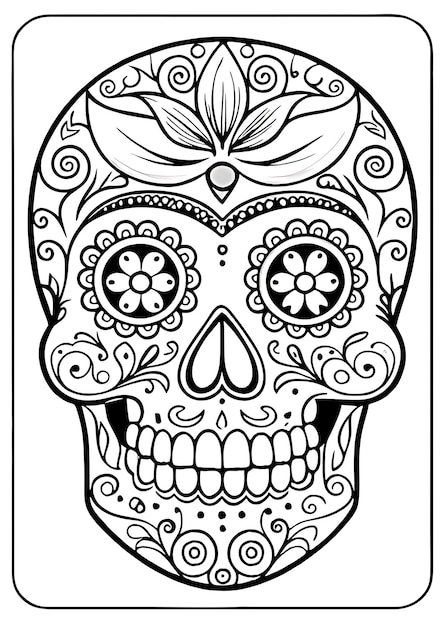 Photo intricate dia de los muertos skull illustration perfect for cultural celebrations art projects a