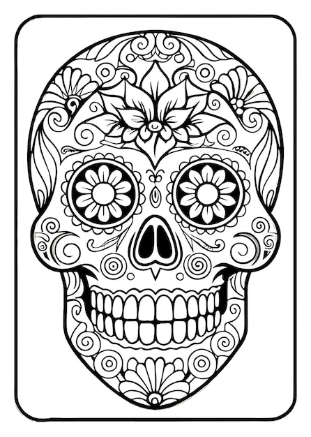 Intricate Dia de los Muertos Skull Illustration Perfect for Cultural Celebrations Art Projects a