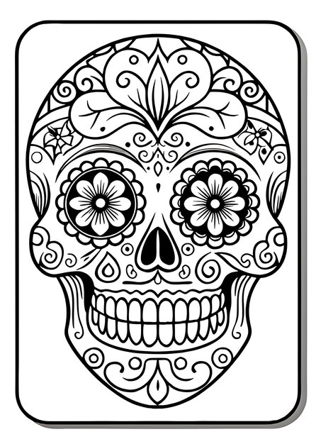 Intricate Dia de los Muertos Skull Illustration Perfect for Cultural Celebrations Art Projects a