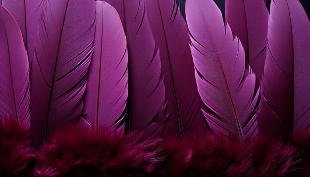 Photo intricate digital art of oversized bird feathers against a textured purple background