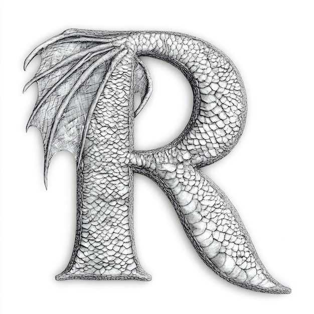 Photo intricate dragonthemed letter r illustration for creative projects