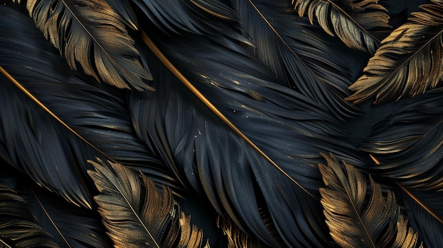 Intricate Elegant Black Feather Pattern CloseUp