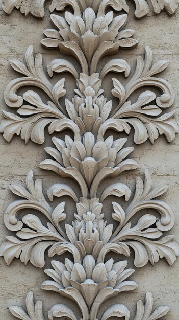 Photo intricate floral carvings adorn an ancient wall in a historic building