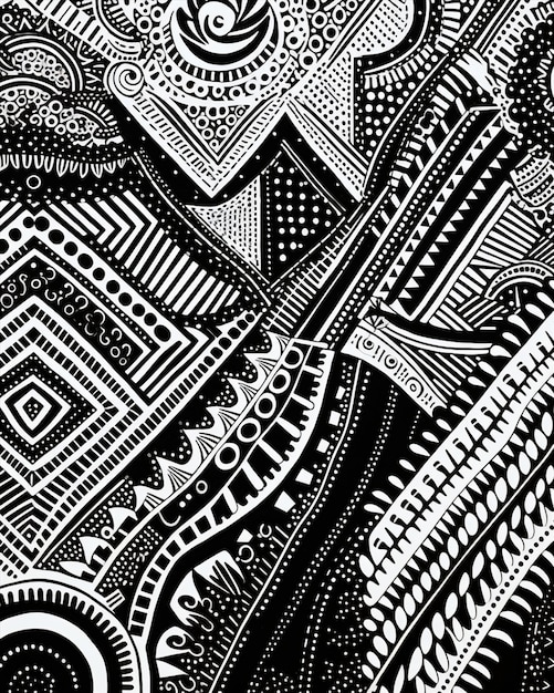 Photo intricate geometric design in black and white