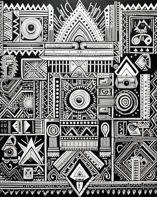 Photo intricate geometric design in black and white