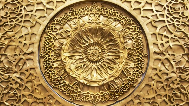 Photo intricate golden islamic art