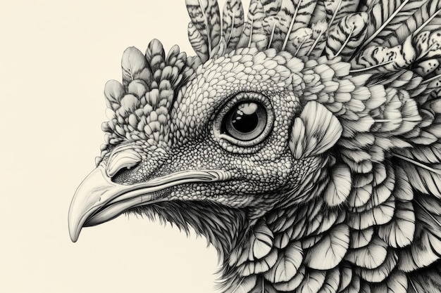 Photo intricate handdrawn turkey illustration