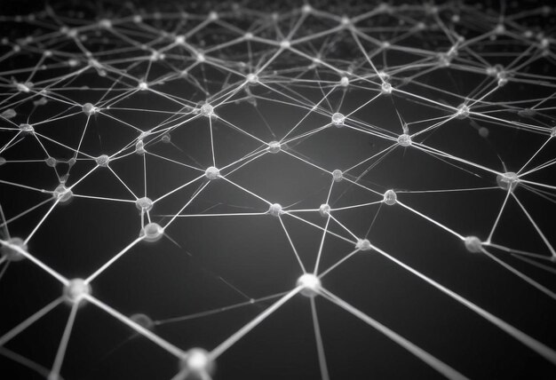 Photo intricate hightech network of interconnected nodes and wires in futuristic black and white design