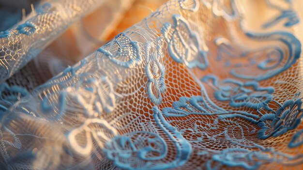 Photo intricate lace pattern illuminated by soft morning light