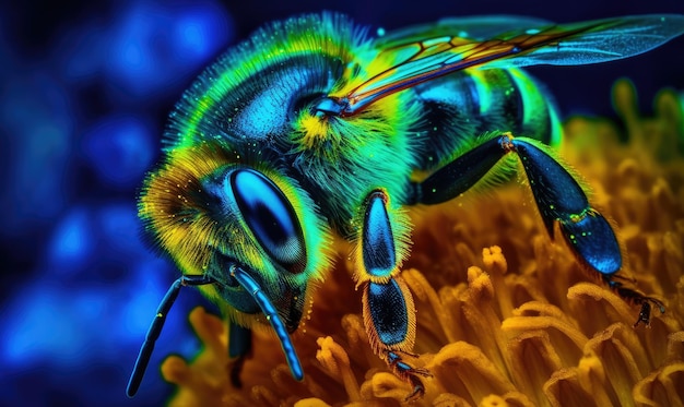 Intricate macro shot of a honeybee's wings in motion Creating using generative AI tools