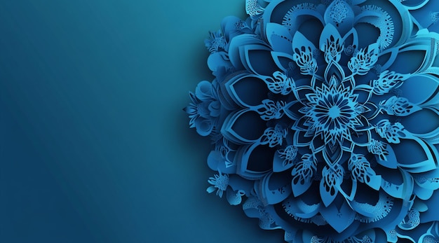 Photo intricate mandala design on a blue background