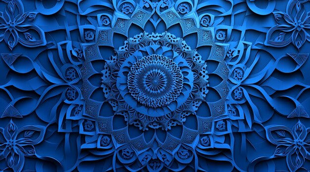 Photo intricate mandala design on a blue background