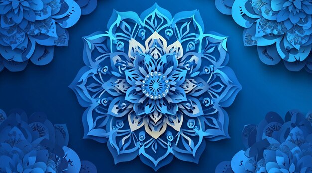 Photo intricate mandala design on a blue background