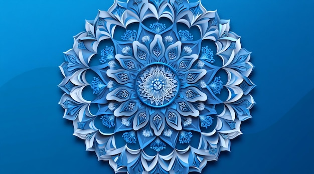 Photo intricate mandala design on a blue background