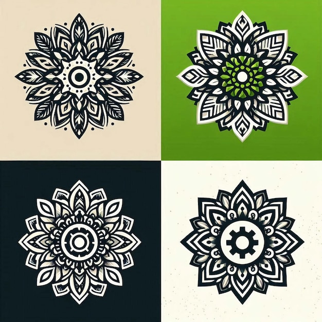 Photo intricate mandala logo design with thematic elements