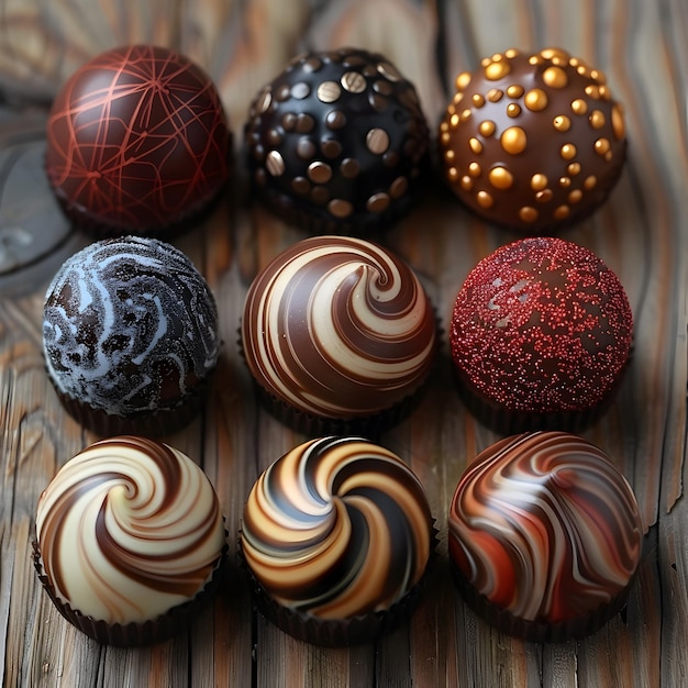 Intricate Marbled Chocolate Truffles A Gourmet Dessert Indulgence