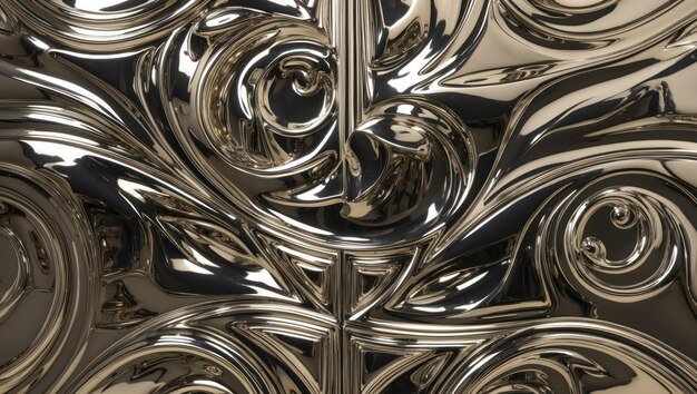 Photo an intricate metallic design featuring elegant swirling patterns