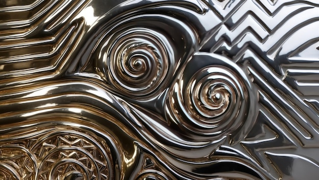 Photo an intricate metallic design featuring elegant swirling patterns