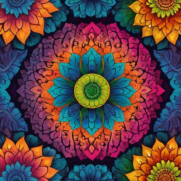 Intricate Multicolored Mandala Art Design