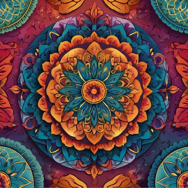 Intricate Multicolored Mandala Art Design